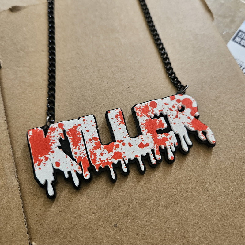Wholesale Terrorist Blood Drops English alphabet Acrylic Necklaces